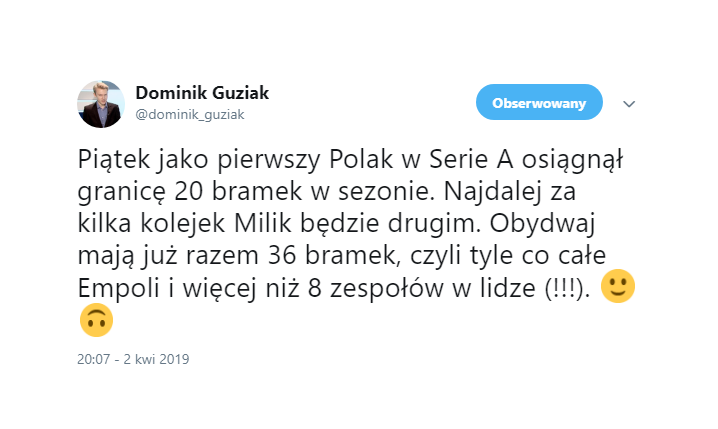 NIEBYWAŁA skuteczność Piątka i Milika w lidze O.o